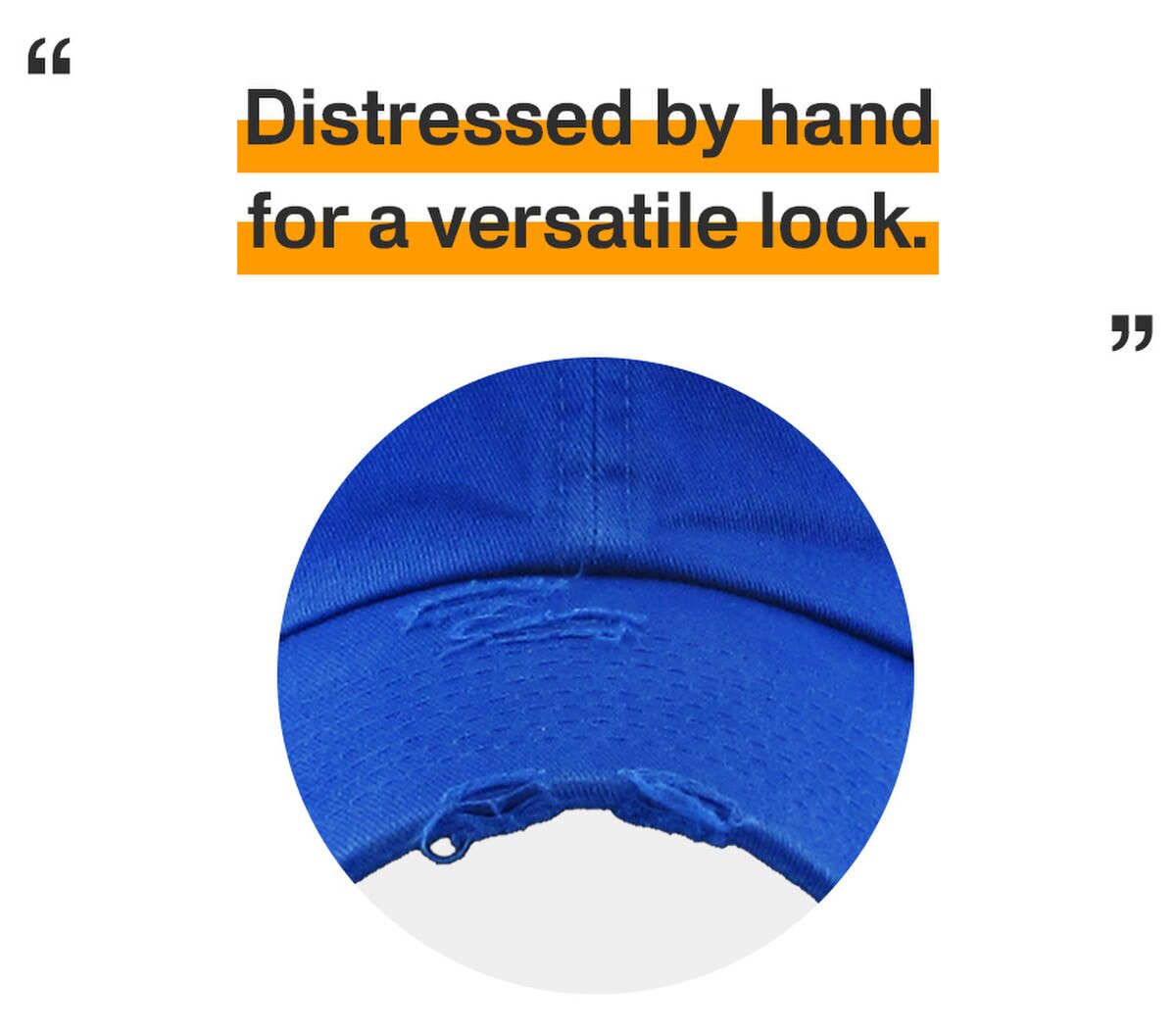 Royal Blue Distressed Vintage Baseball Cap Front View